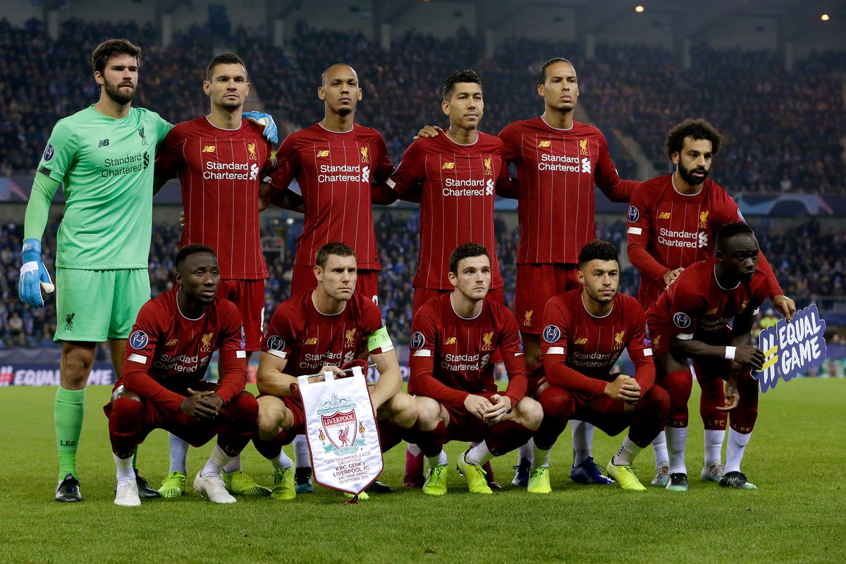 The lineup image ahead of Genk v Liverpool in the UCL on October 23, 2019, showing Bobby Firmino, James Milner, Alex Oxlade-Chamberlain, and Naby Keïta starting together. Oxlade-Chamberlain shone in this match.
