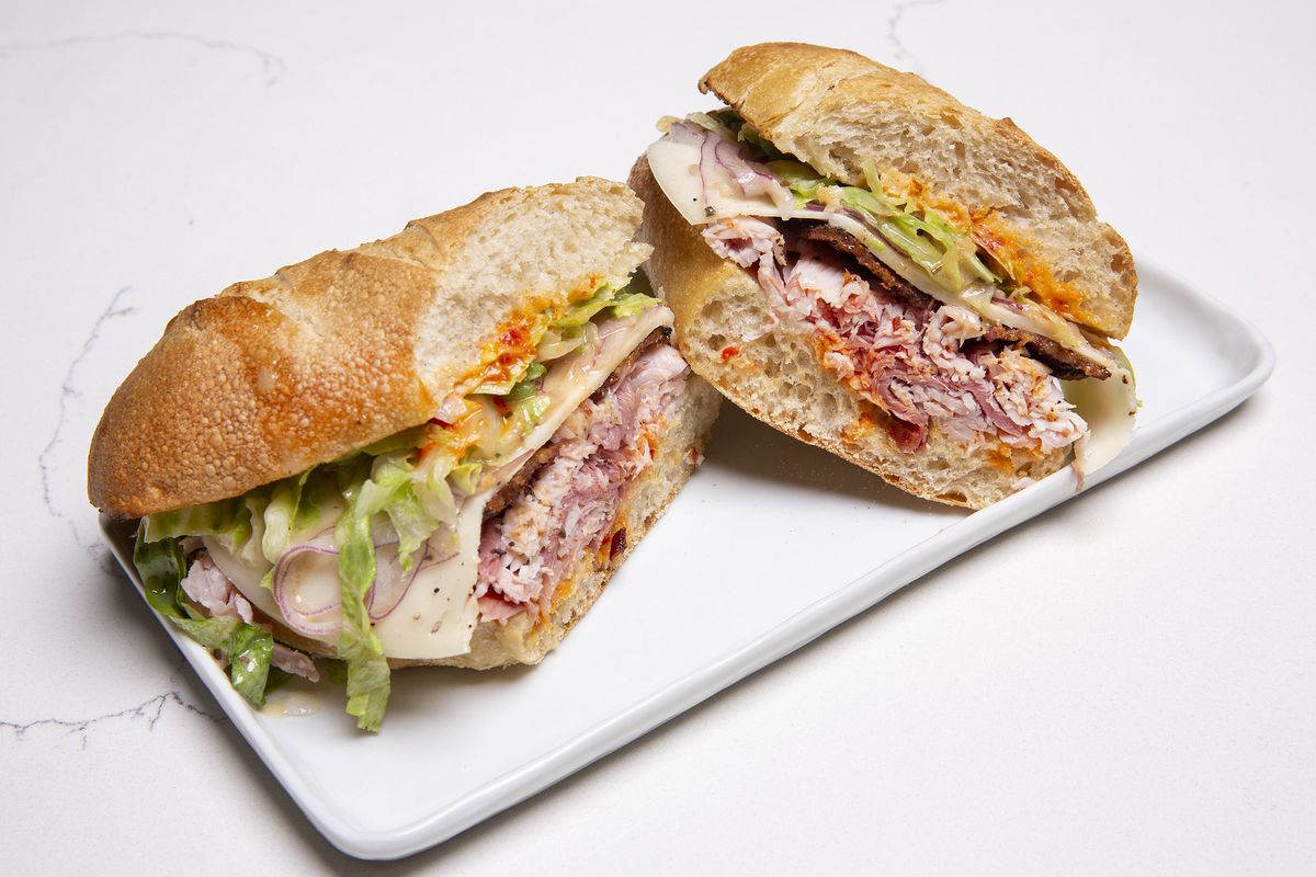 A sandwich on a torpedo roll.