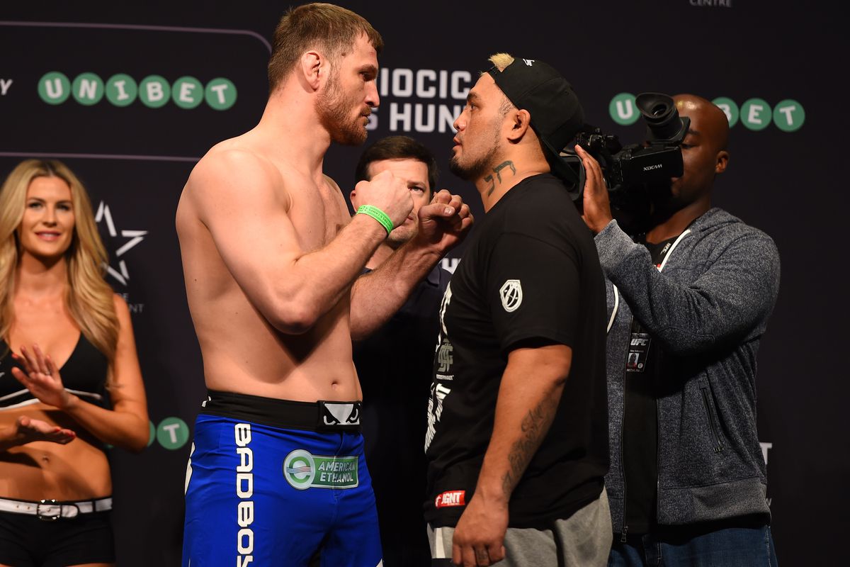Stipe Miocic and Mark Hunt will square off in the UFC Fight Night 65 main event Saturday.