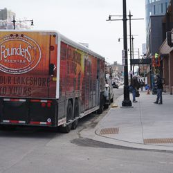 Beer trucks making deliveries at Hotel Zachary
