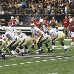 Drew Brees directing the action pre-snap.