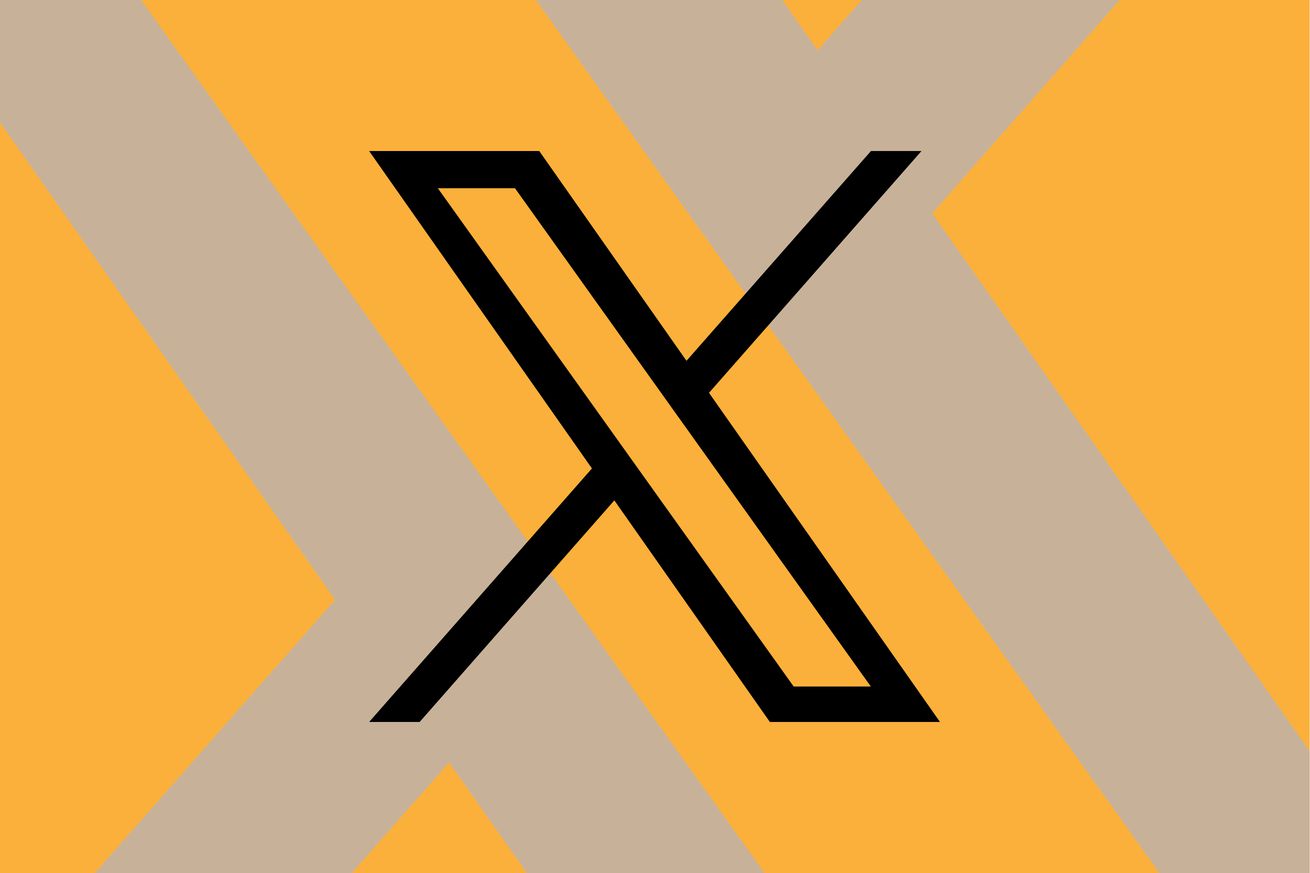 X logo on an orange background