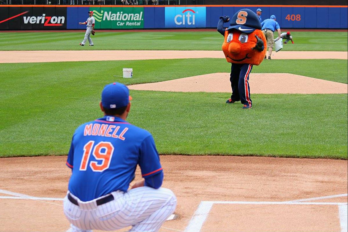 Otto the Orange throws out the first pitch.
