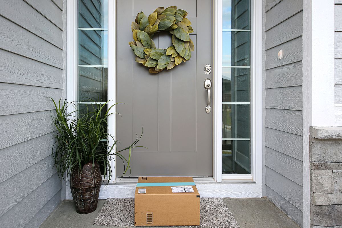 Package outside the door of a house