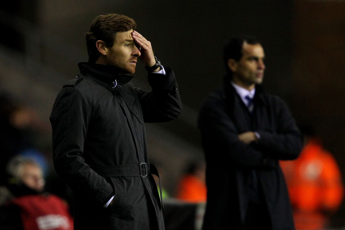 WIGAN, ENGLAND - DECEMBER 17:  Chelsea Manager Andre Villas Boas reacts during the Barclays Premier League match between Wigan Athletic and Chelsea at the DW Stadium on December 17, 2011 in Wigan, England.  (Photo by Alex Livesey/Getty Images)