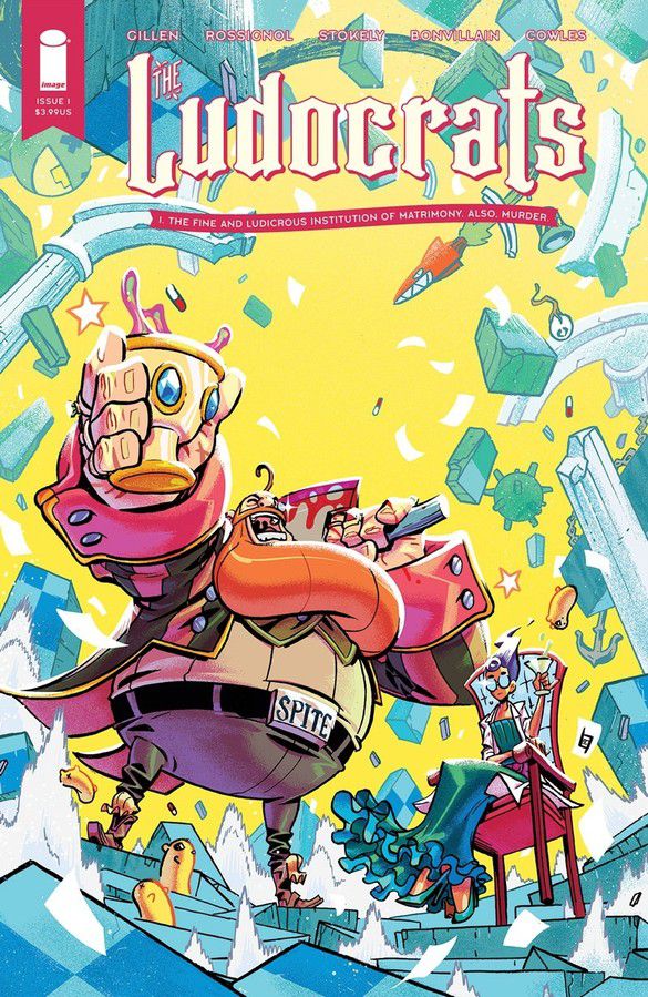 Characters toast on the cover of Ludocrats #1, Image Comics (2020). 