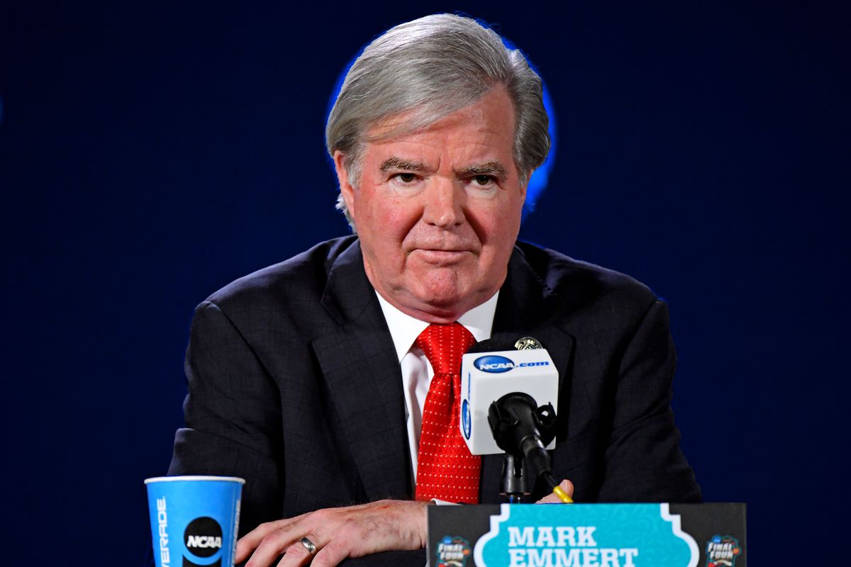NCAA president Mark Emmert holds a press conference.