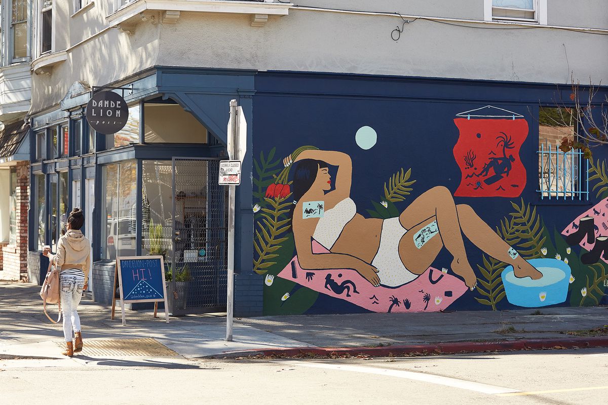 A mural outside a cute shop in the Temescal Neighborhood of Oakland.