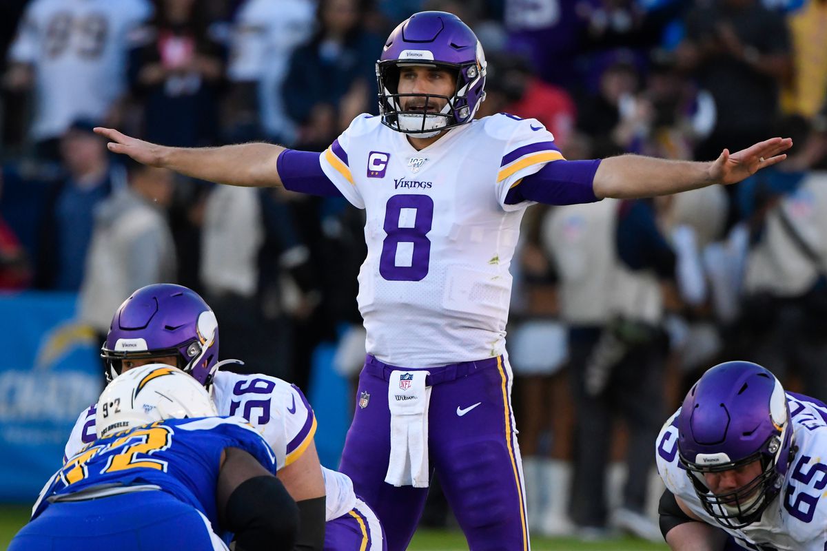Minnesota Vikings quarterback Kirk Cousins calls a play during the fourth quarter against the Los Angeles Chargers at Dignity Health Sports Park.&nbsp;