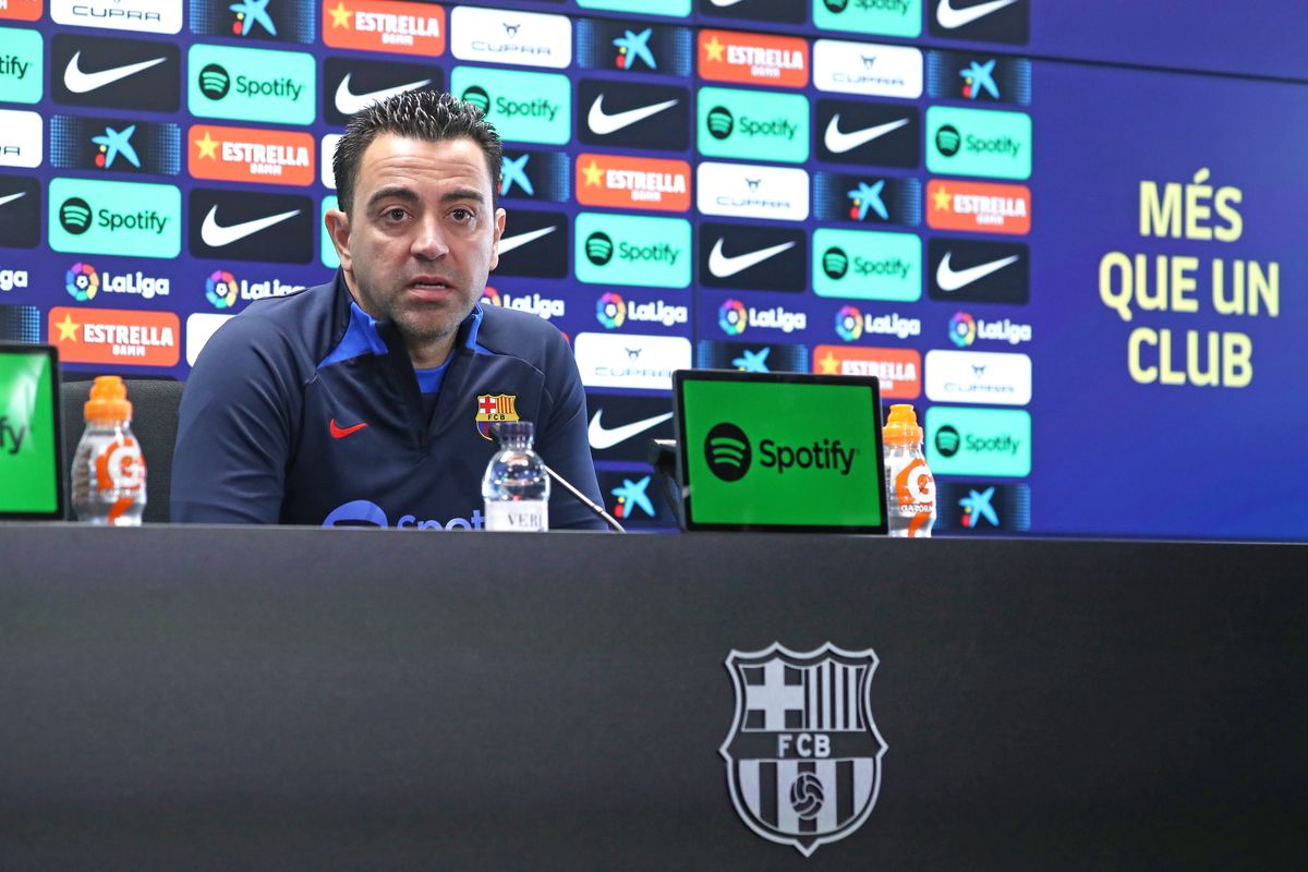 Xavi Press Conference Ahead FC Barcelona v Real Madrid Match