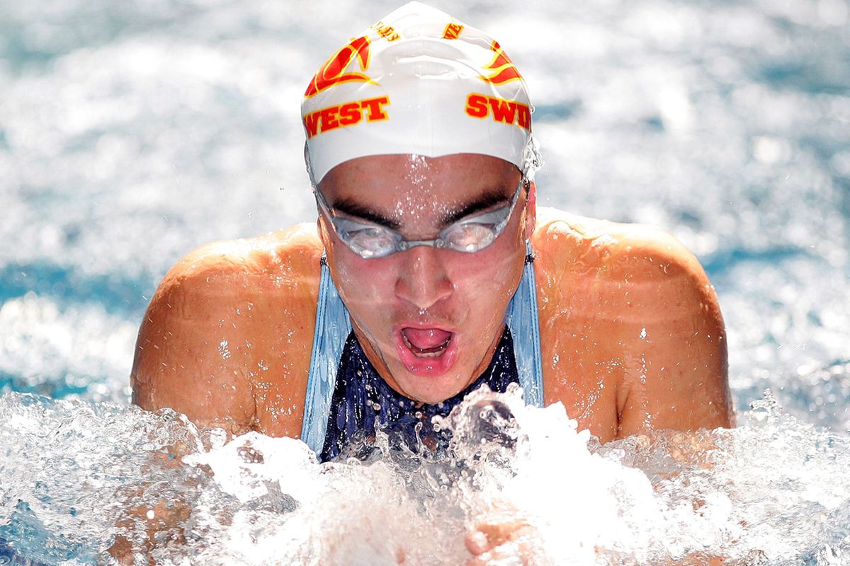 Amini Fonua swins for Tonga at the 2012 Olympic swimming trials