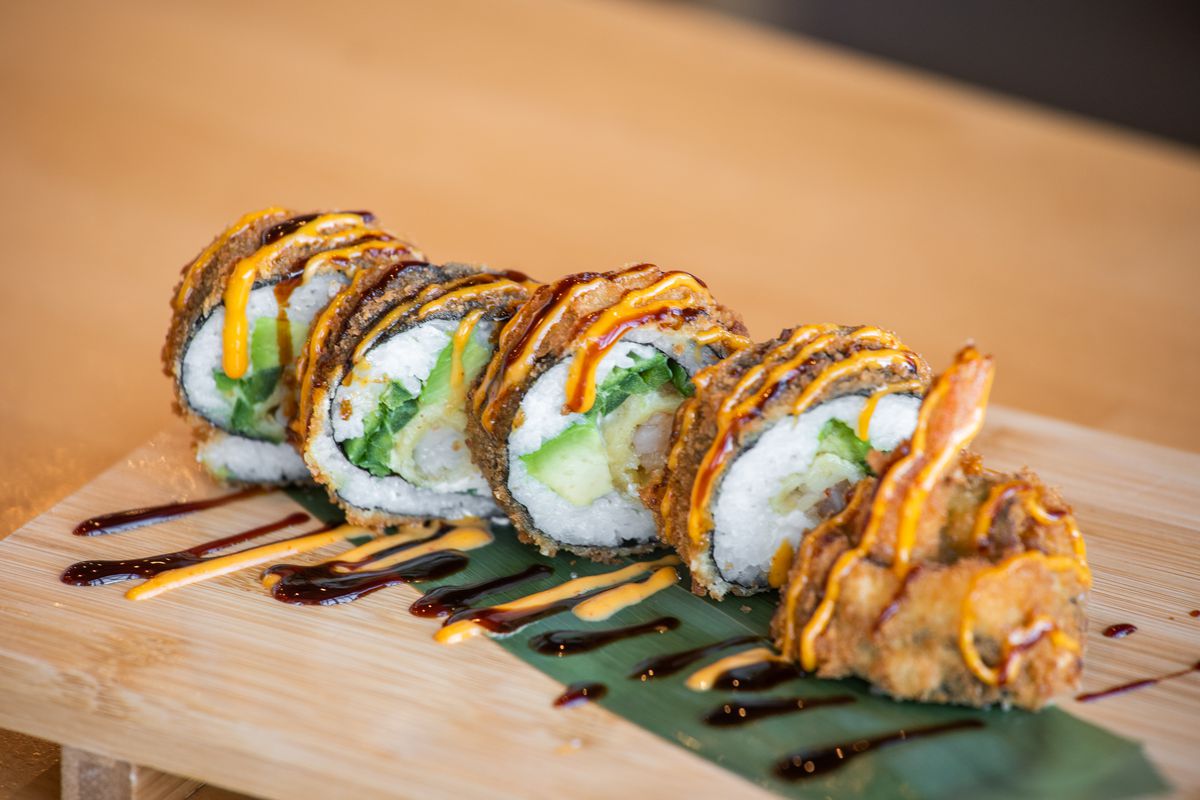 A shrimp tempura sushi roll.