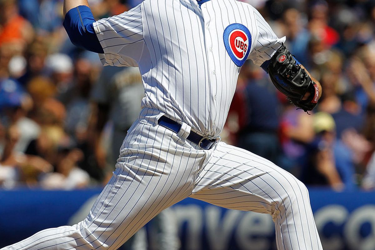 At last, the Cubs' roster shows exactly 40; Brian Schlitter was claimed off waivers by the Yankees. Here, he pitches against the Pittsburgh Pirates at Wrigley Field. (Photo by Jonathan Daniel/Getty Images) 
