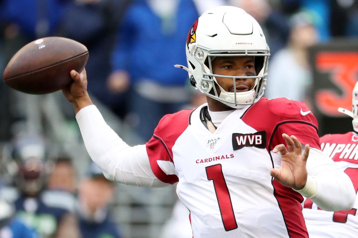 Quarterback Kyler Murray #1 of the Arizona Cardinals drops back to pass against the defense of the Seattle Seahawks during the game at CenturyLink Field on December 22, 2019 in Seattle, Washington
