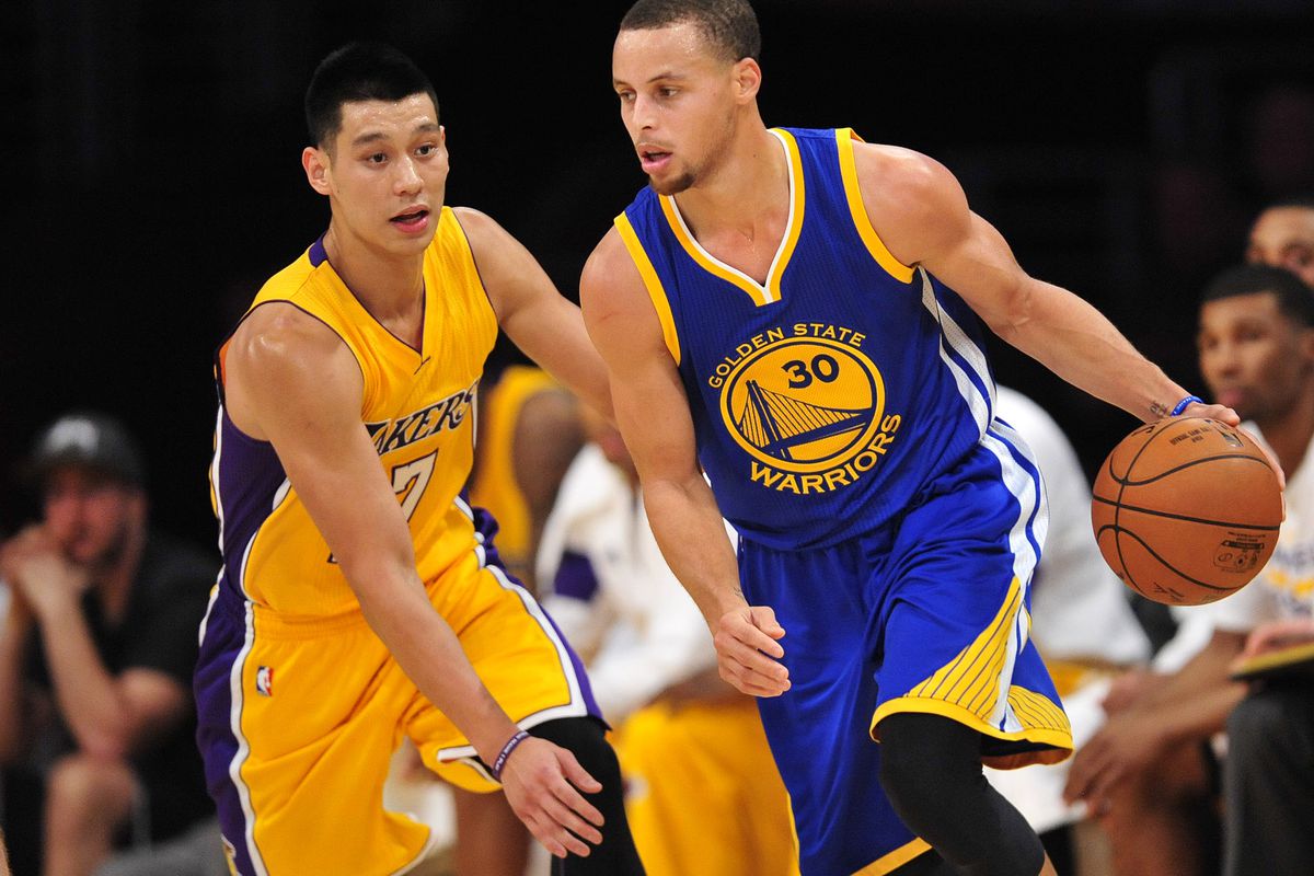 Jeremy Lin with future(?) teammate Curry.