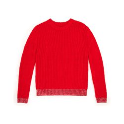 Cozy crewneck sweater in red, $140