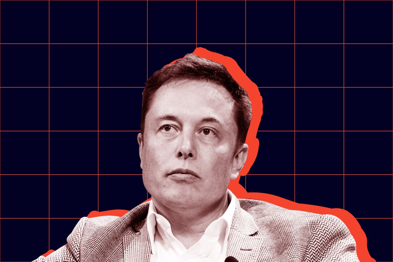 A photo illustration of Elon Musk looking pensive.