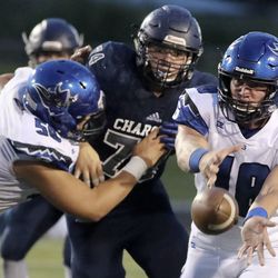 Pleasant Grove plays Corner Canyon in a football game at Corner Canyon High School in Draper on Friday, Aug. 17, 2018.