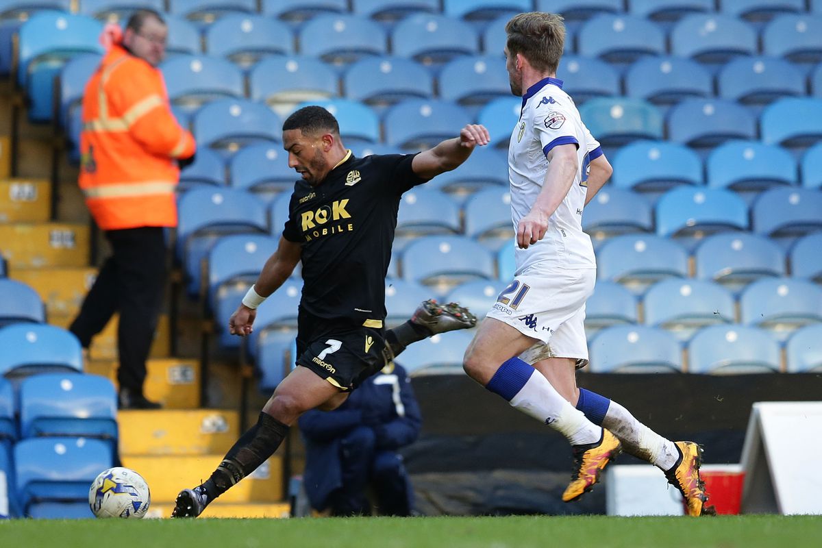 Liam Feeney puts in one of his trademark crosses at Elland Road. I bet no one got on the end of it.
