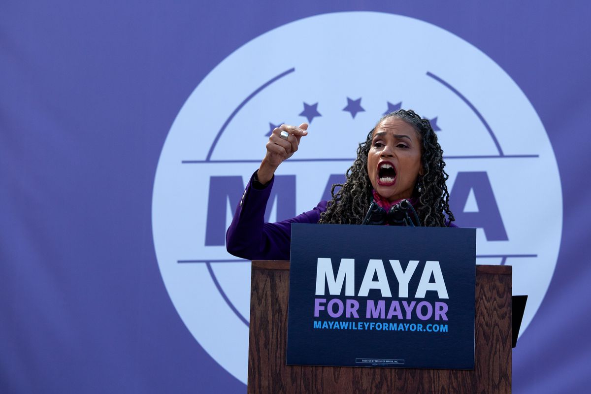 Maya Wiley announces the start of her mayoral campaign outside the Brooklyn Museum, Oct. 8, 2020.