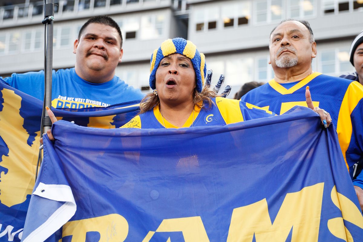 Los Angeles Rams fans ahead of the the NFC Divisional Round playoff game between the Los Angeles Rams and the Dallas Cowboys, Jan. 12, 2019.