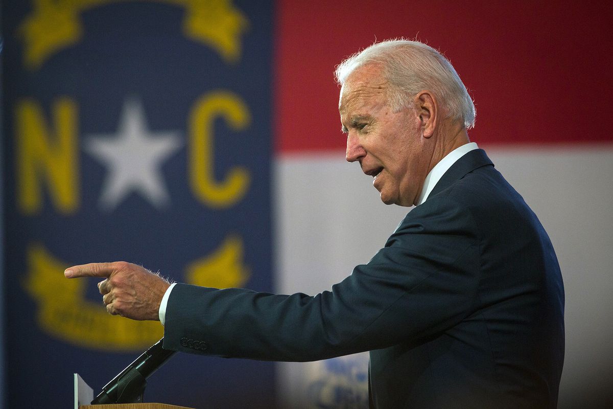 Democratic presidential candidate and former vice president Joe Biden speaks to supporters at Hillside High School in Durham, N.C. on Sunday, Oct 27, 2019.