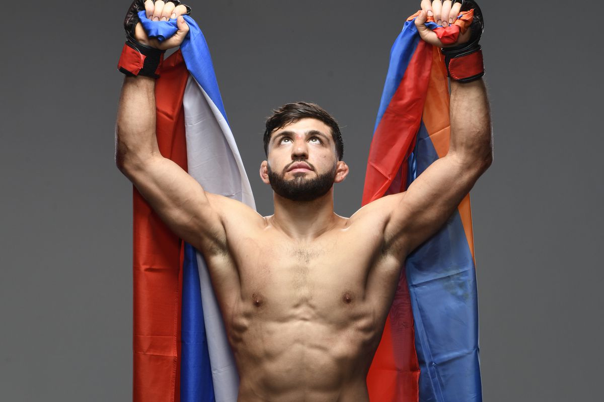 Arman Tsarukyan after he beat Bobby Green at the UFC APEX.