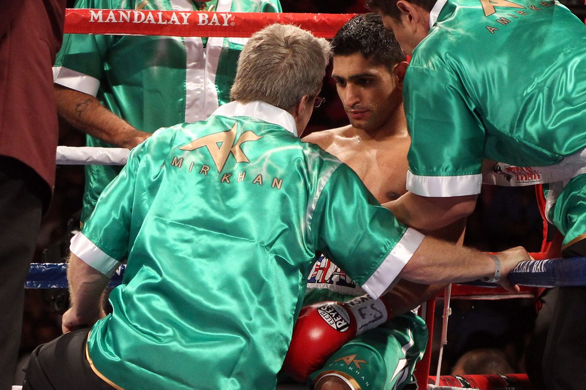 Amir Khan believes that Manny Pacquiao is being ducked by Floyd Mayweather. (Photo by Scott Heavey/Getty Images)