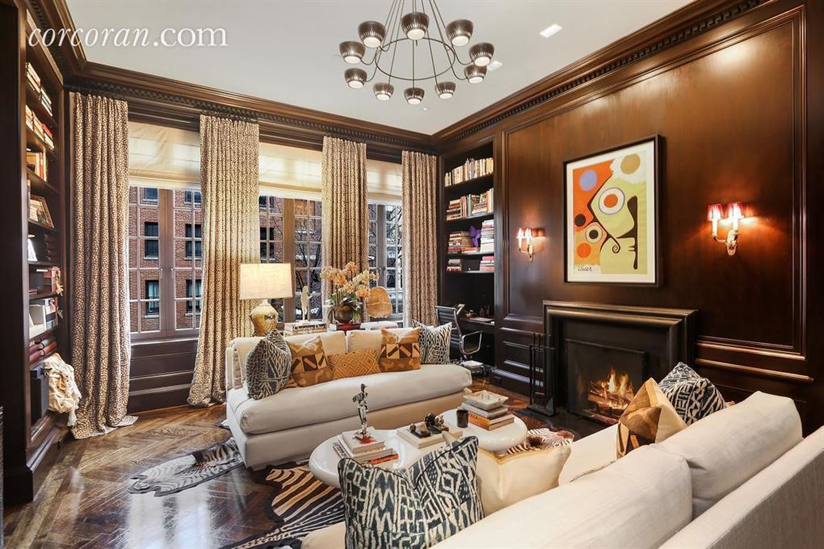 A wood-paneled room in an Upper East Side mansion
