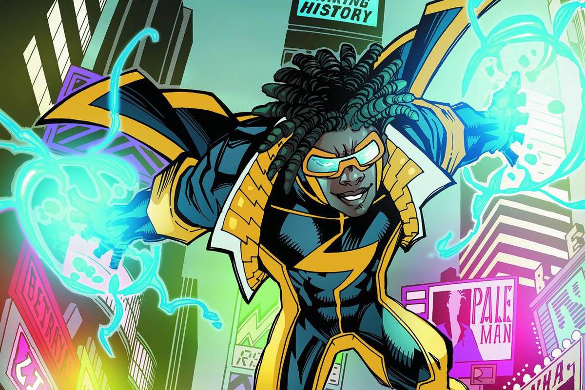The superhero Static on the cover of Static Shock #1, DC Comics (2011).