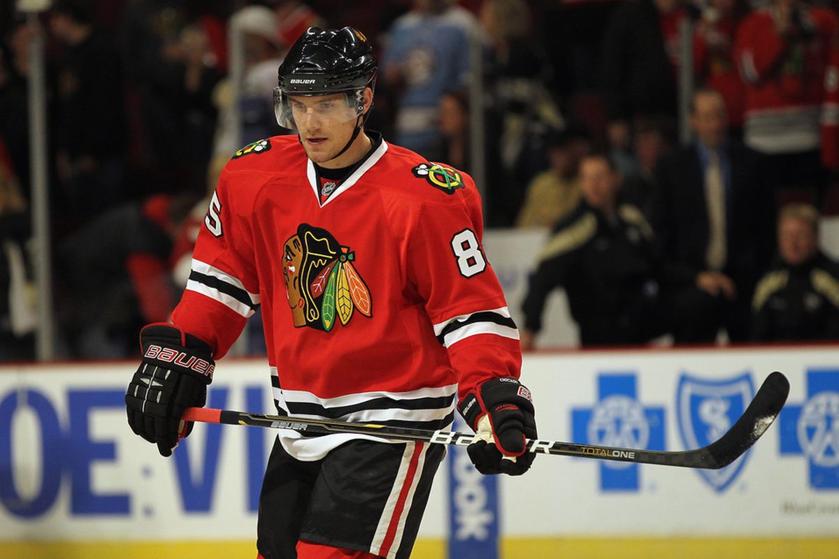 One of the few pictures out there of Rostislav Olesz in a Chicago uniform on the ice.  And it's from 2011.