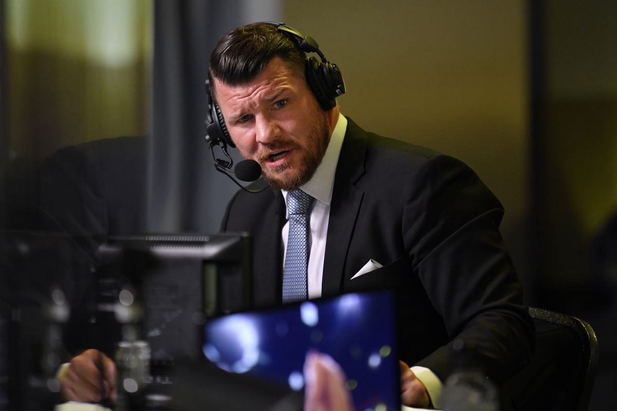 Michael Bisping during broadcast duties at a UFC Fight Night.