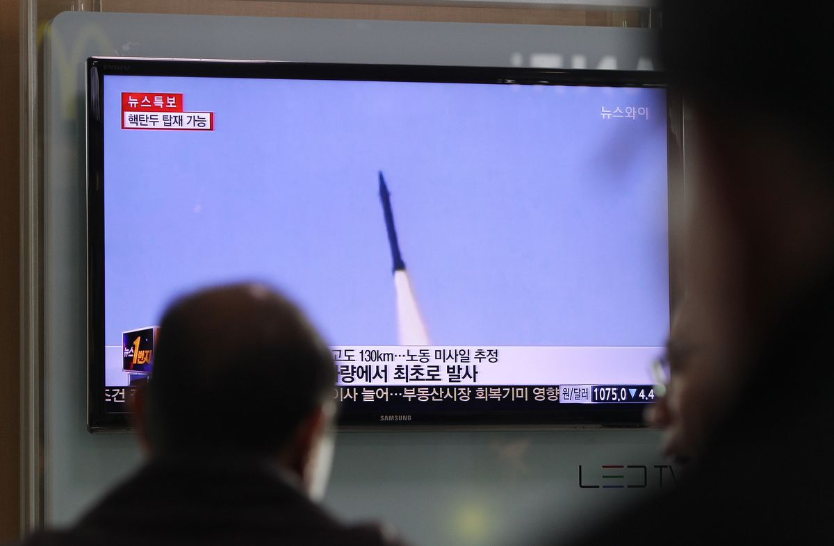 North Korea test-fired two Nodong missiles on March 26, 2014.