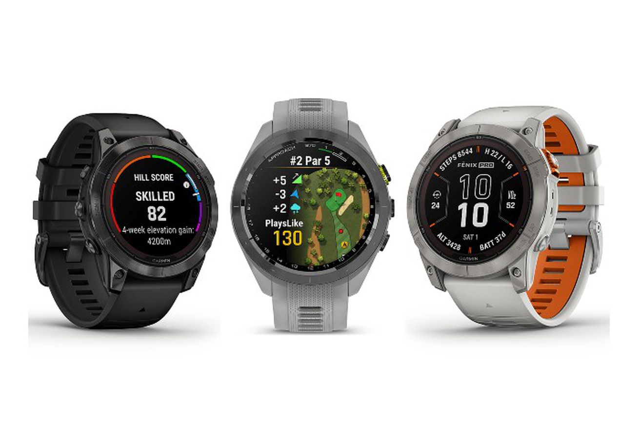 An image showing three leaked Garmin smartwatches