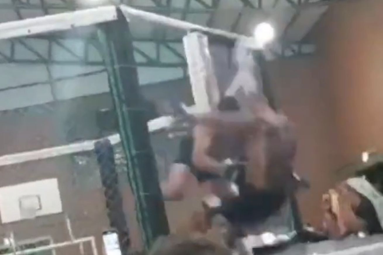 Missed Fists: Main event ends in 20 seconds when fighters spill out of cage door