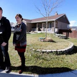 Adam Prows and Serelle Taylor, uncle and aunt of Hunter Joseph Weiss, who was killed after being run over by his grandfather in Magna, read a statement from the family on Monday, March 7, 2016.