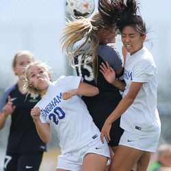 Lone Peak and Bingham girls compete in soccer action at Lone Peak on Tuesday, Aug. 22, 2017. Lone Peak won 2-1.