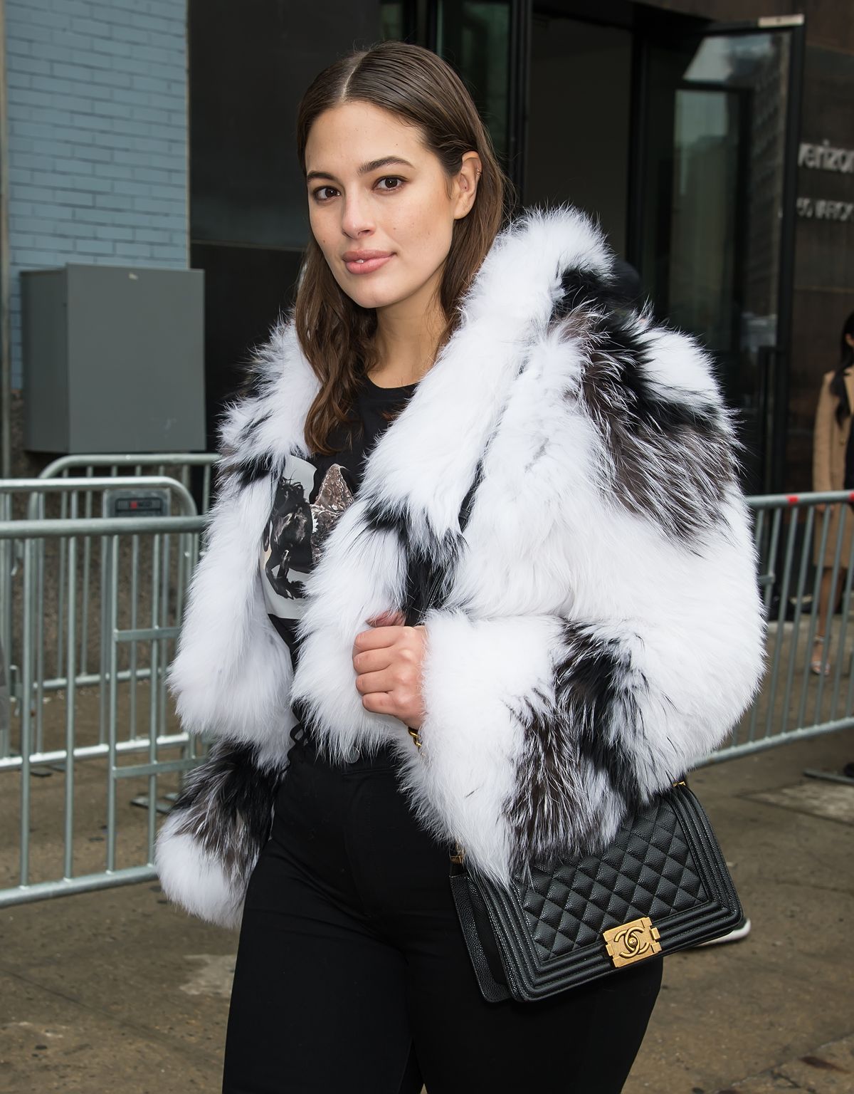 Ashley Graham with her beloved Chanel Boy bag during New York Fashion Week in February 2017.