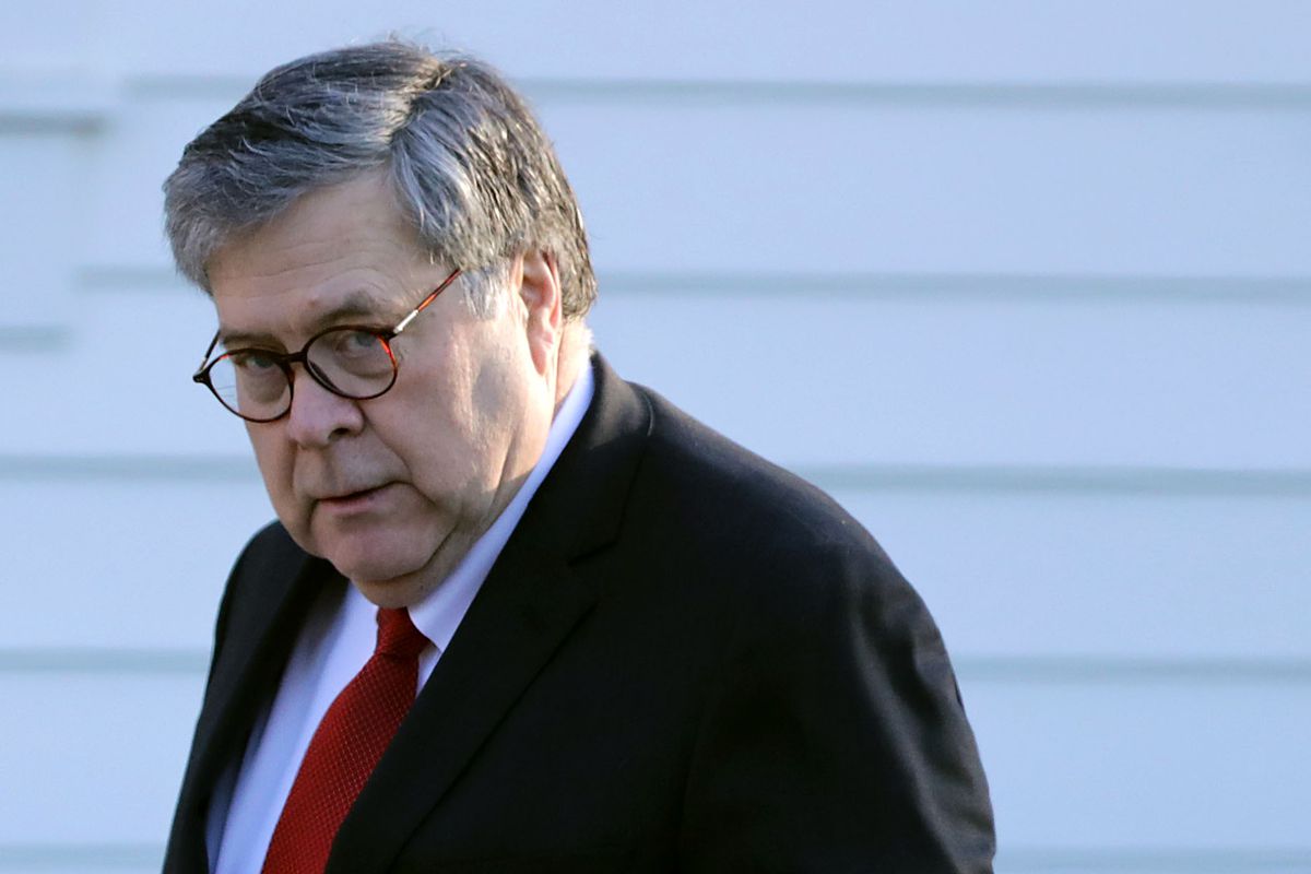 Attorney General William Barr leaves his home on March 25, 2019, in McLean, Virginia. 
