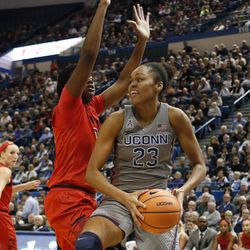 The UConn Huskies take on the Maryland Terrapins in a women's college basketball game at the XL Center in Hartford, CT on November 19, 2017.