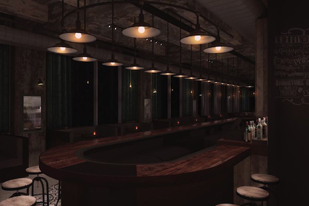 A rendering of the bar at Brick & Mortar, coming soon.