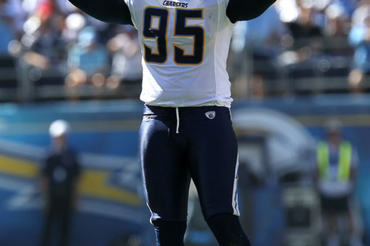 An OLB partner for Shaun Phillips is a possibility with the Chargers #1 pick.  (Photo by Stephen Dunn/Getty Images)