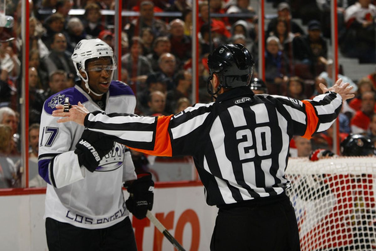 Tim Peel (referee) is an example of the inconsistent and arrogant world of NHL officiating. (Photo by Phillip MacCallum/Getty Images)