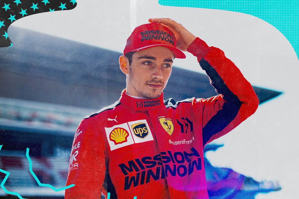 Charles Leclerc in his Ferrari track suit and cap before a race.