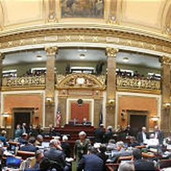Composite photo made from multiple frames of the Utah House of Representatives during the opening session of the Legislature Monday, Jan. 25.
