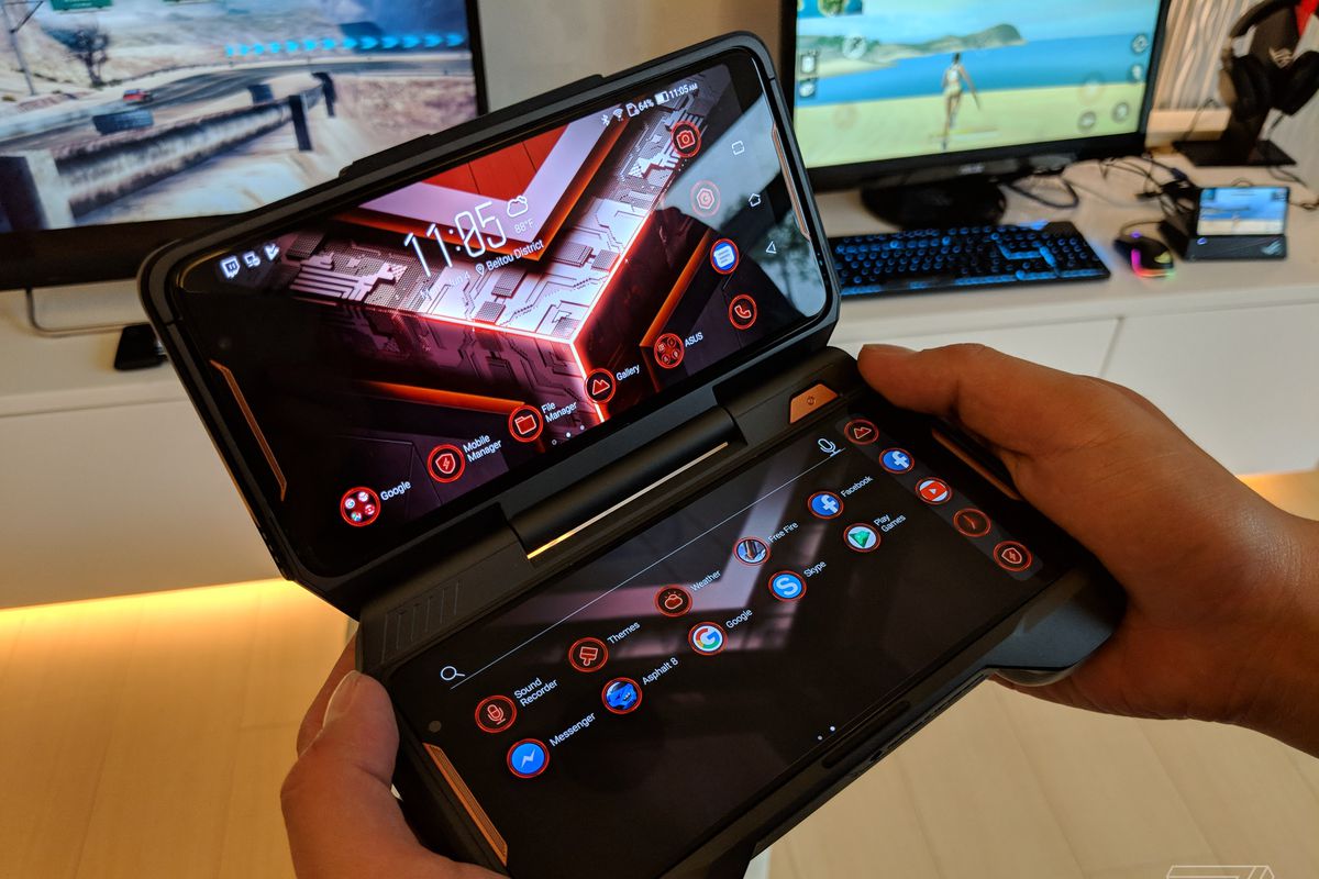 Asus ROG Phone with optional TwinView Dock that adds a second screen.