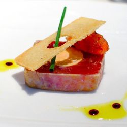 Foie Gras Torchon and Bigeye Tuna with Mustard Fruit and Saba by DarinDines