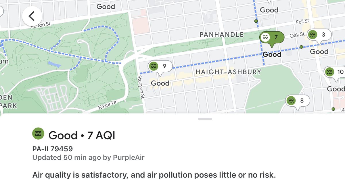 Google Maps now helps you find fresh air