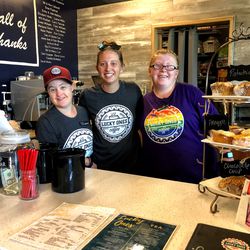 Lucky Ones co-owner Taylor Matkins, center, with team members Julianna Faulkner, left, and Madison Amis.