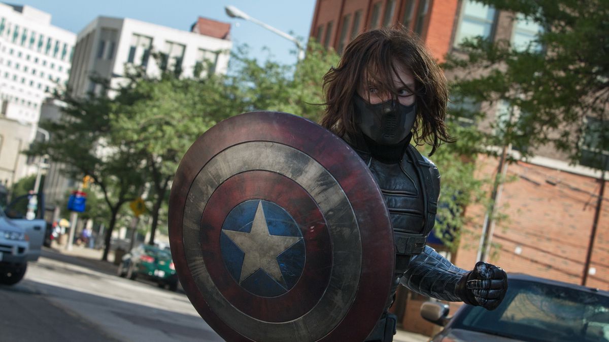 Captain America: The Winter Soldier - the Winter Soldier holding Captain America’s shield